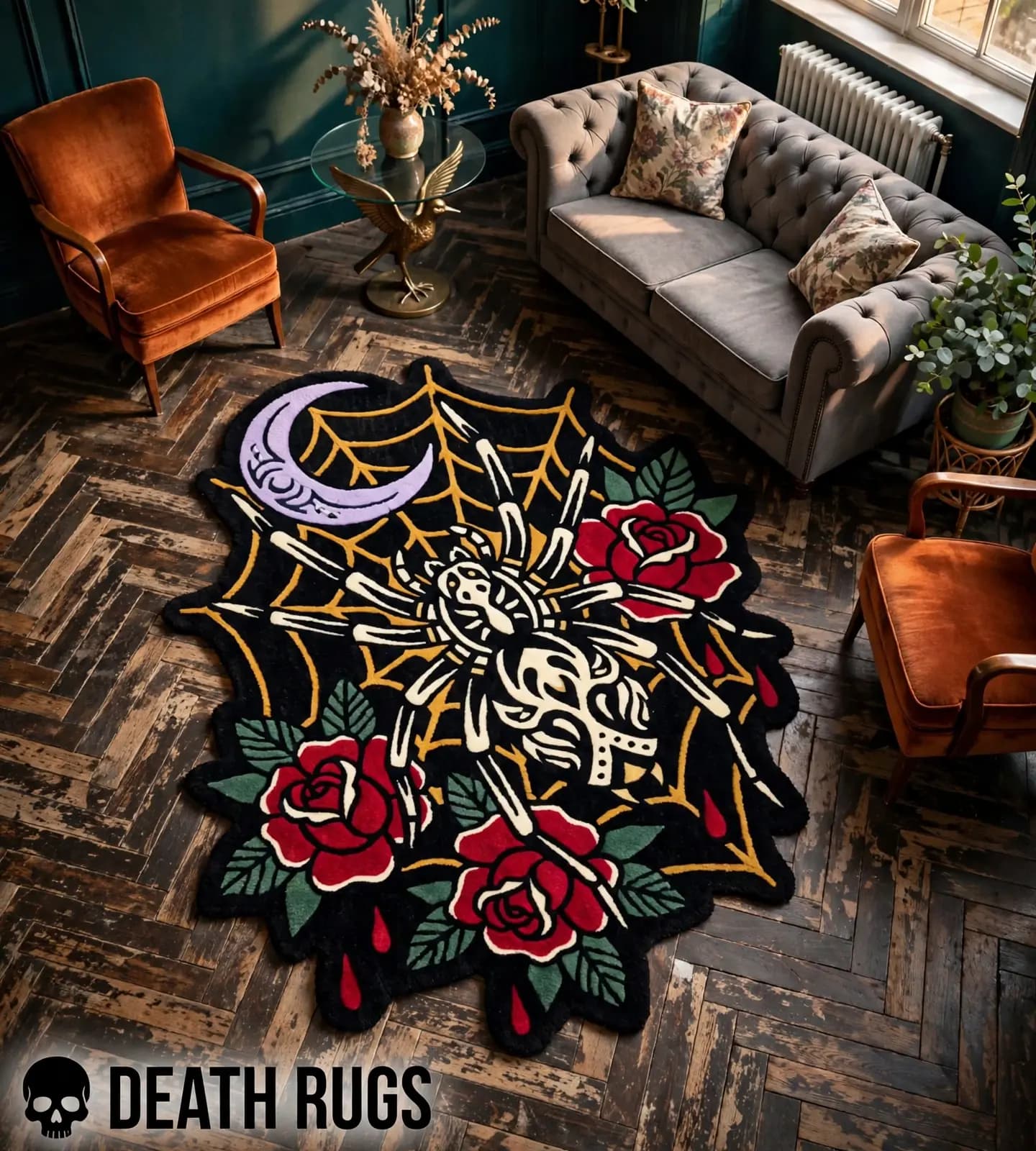 Skeleton Spider & Crescent Moon Rugs slide 4
