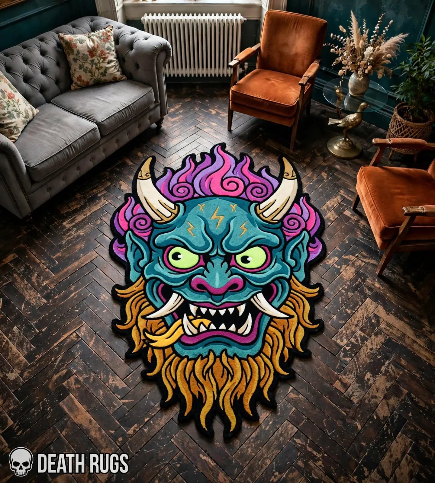 Electric Oni Mask Rugs slide 6