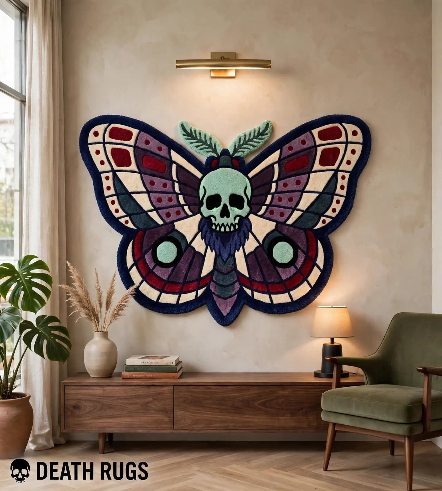 Midnight Skull Moth Rugs slide 8