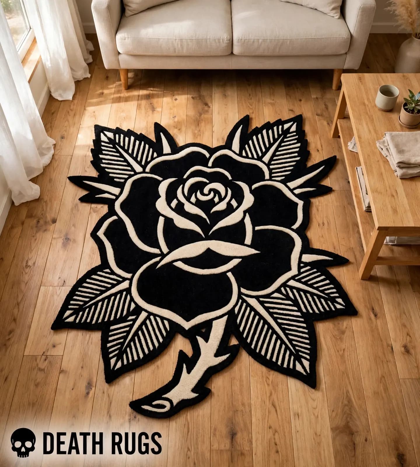 Monochrome Noir Rose Rugs slide 7