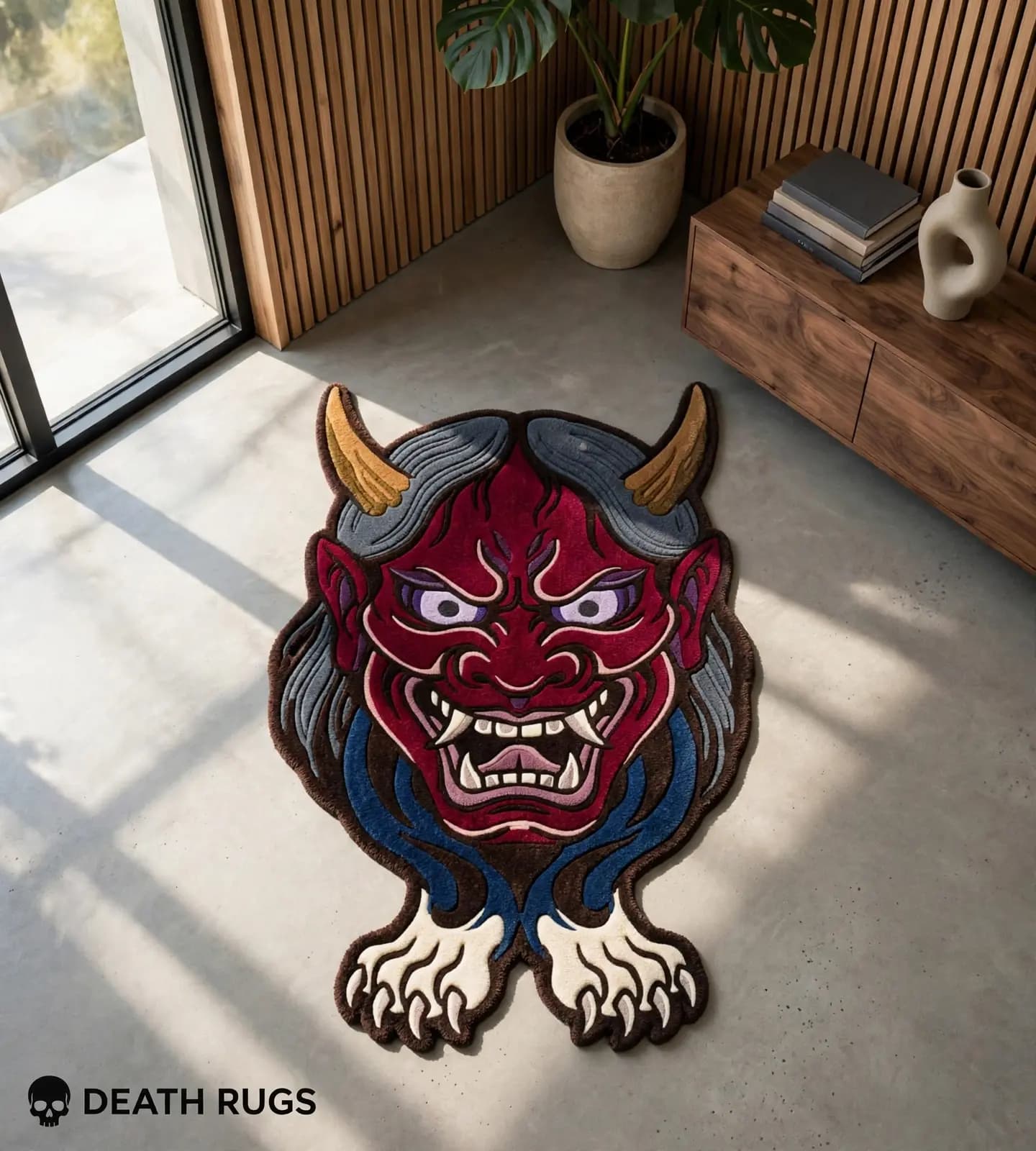 Crimson Hannya Oni Rugs slide 3
