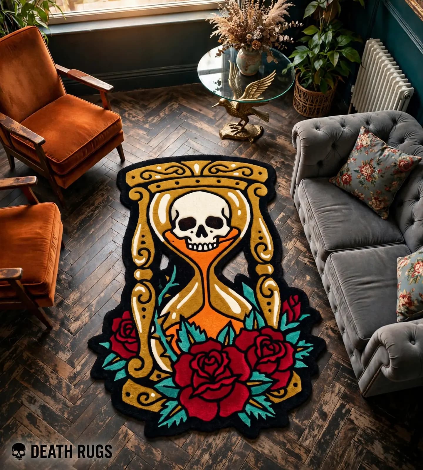 Memento Mori Hourglass & Roses Rugs slide 6