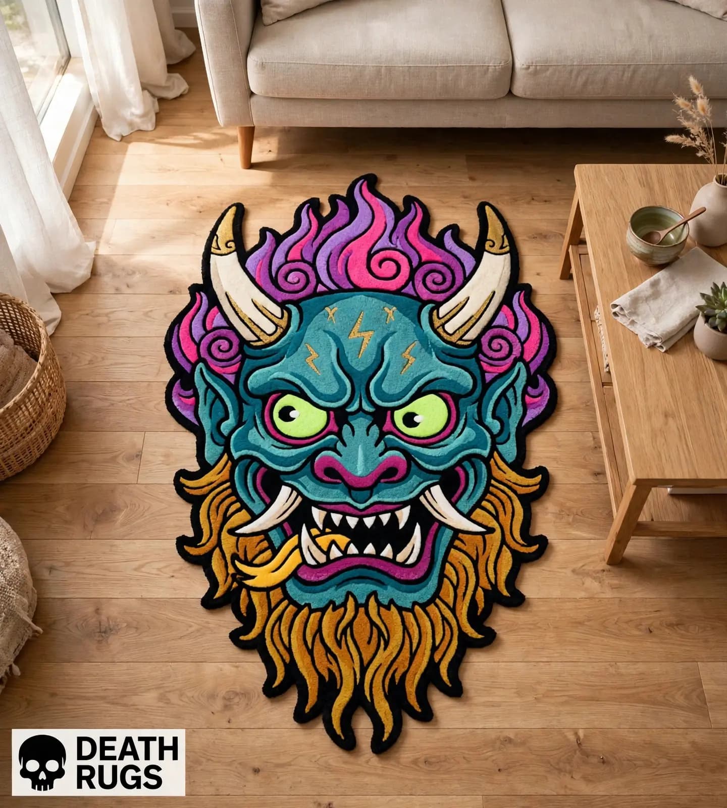 Electric Oni Mask Rugs slide 5