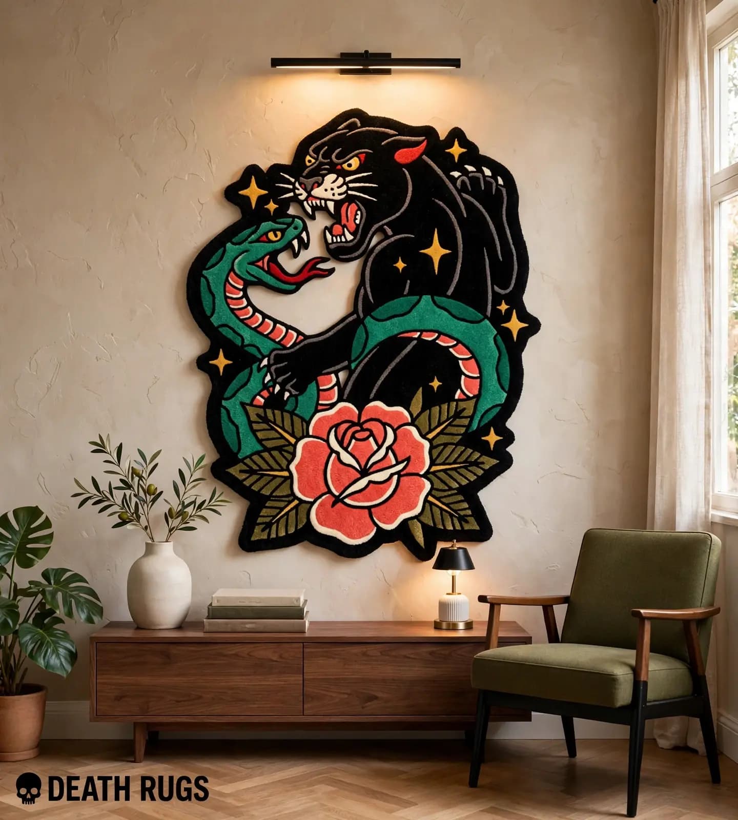 Panther Serpent Rose Rugs slide 3