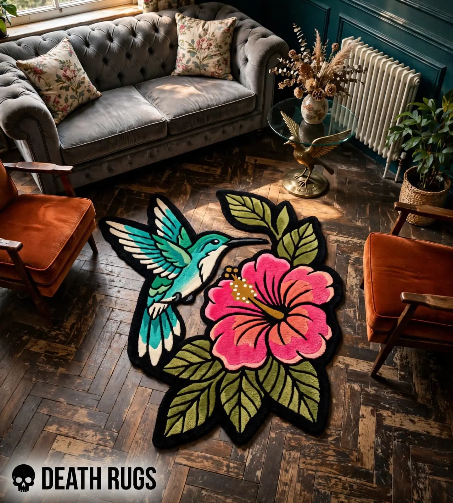 Hummingbird & Hibiscus Blossom Rugs slide 8
