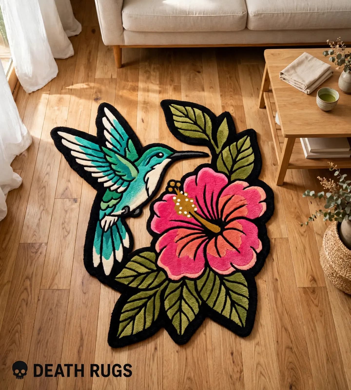 Hummingbird & Hibiscus Blossom Rugs slide 6