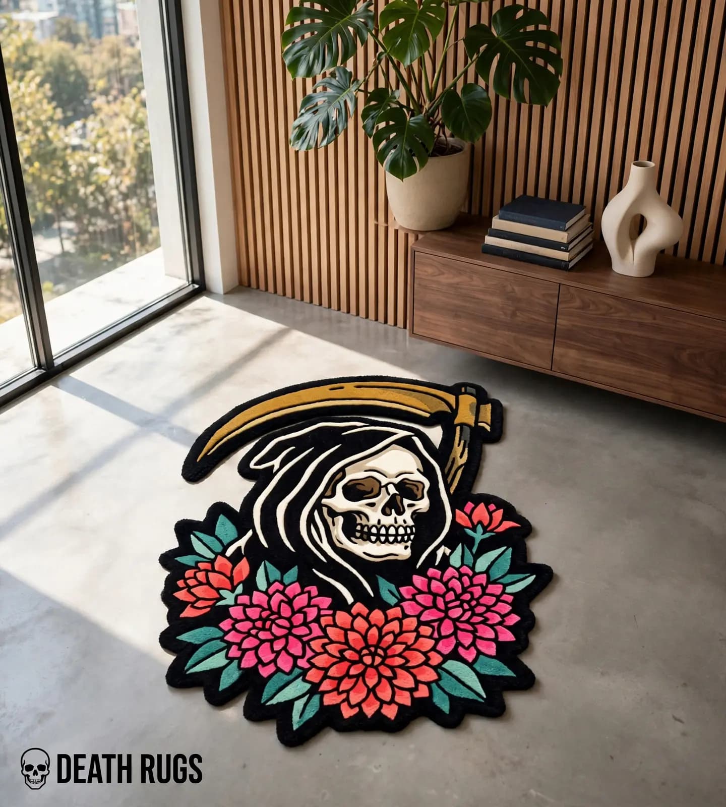 Grim Reaper & Chrysanthemums Rugs slide 2