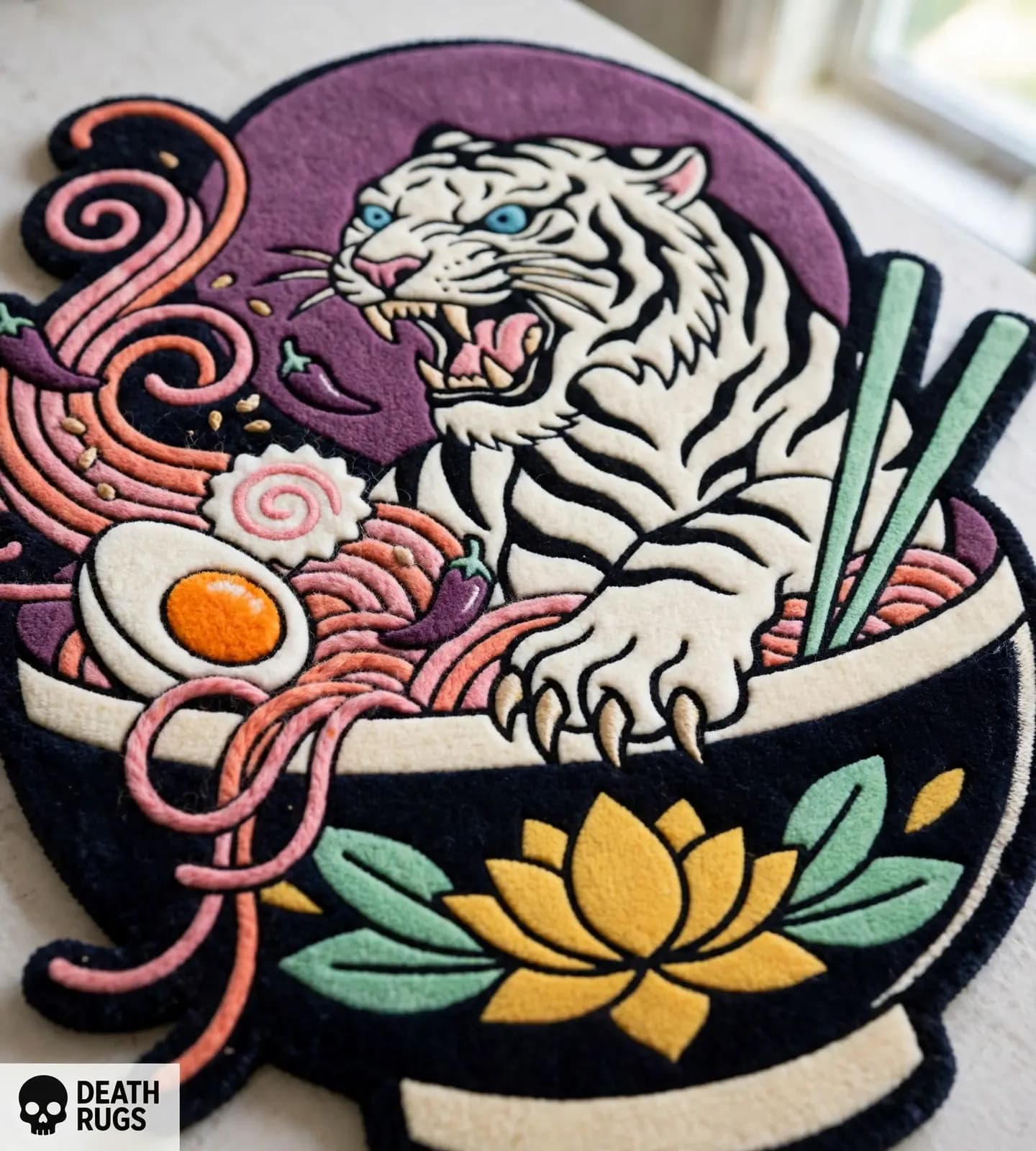 White Tiger Lotus Ramen Rugs slide 6