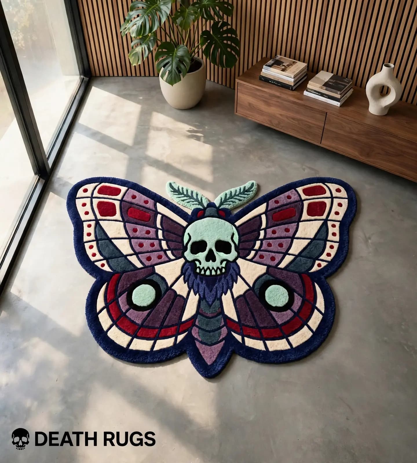 Midnight Skull Moth Rugs slide 6
