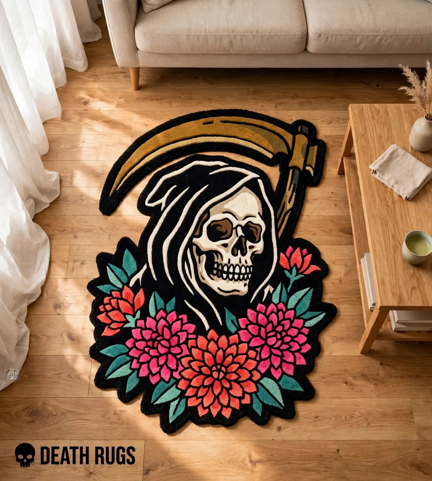 Grim Reaper & Chrysanthemums Rugs slide 4