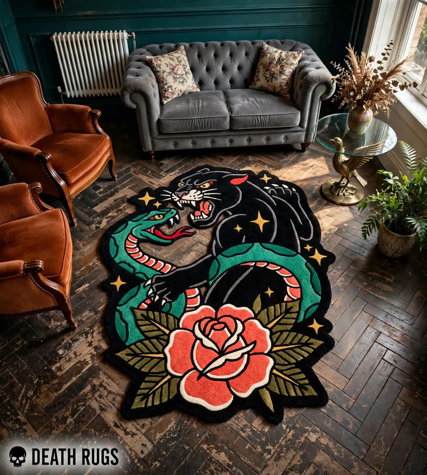 Panther Serpent Rose Rugs slide 5