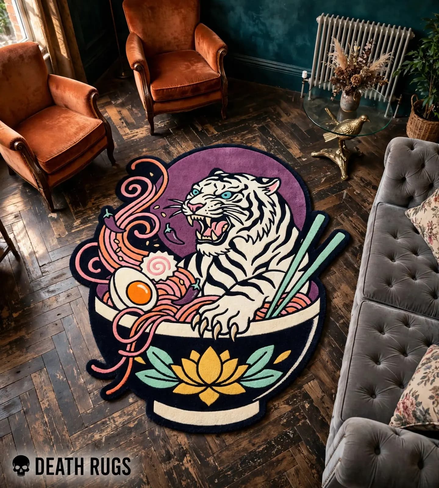 White Tiger Lotus Ramen Rugs slide 3
