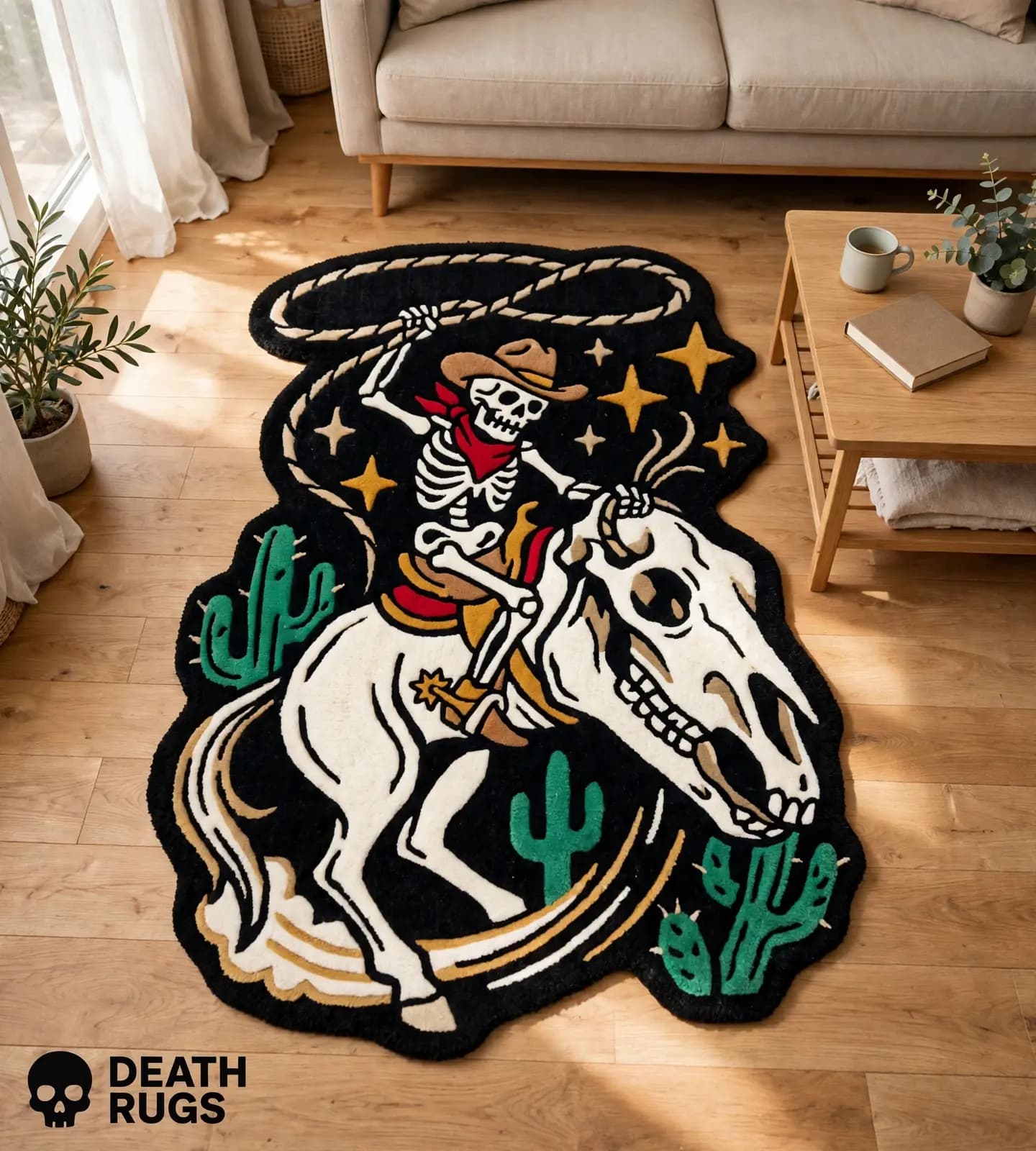 Ghost Rider Skeleton Cowboy Rugs slide 7