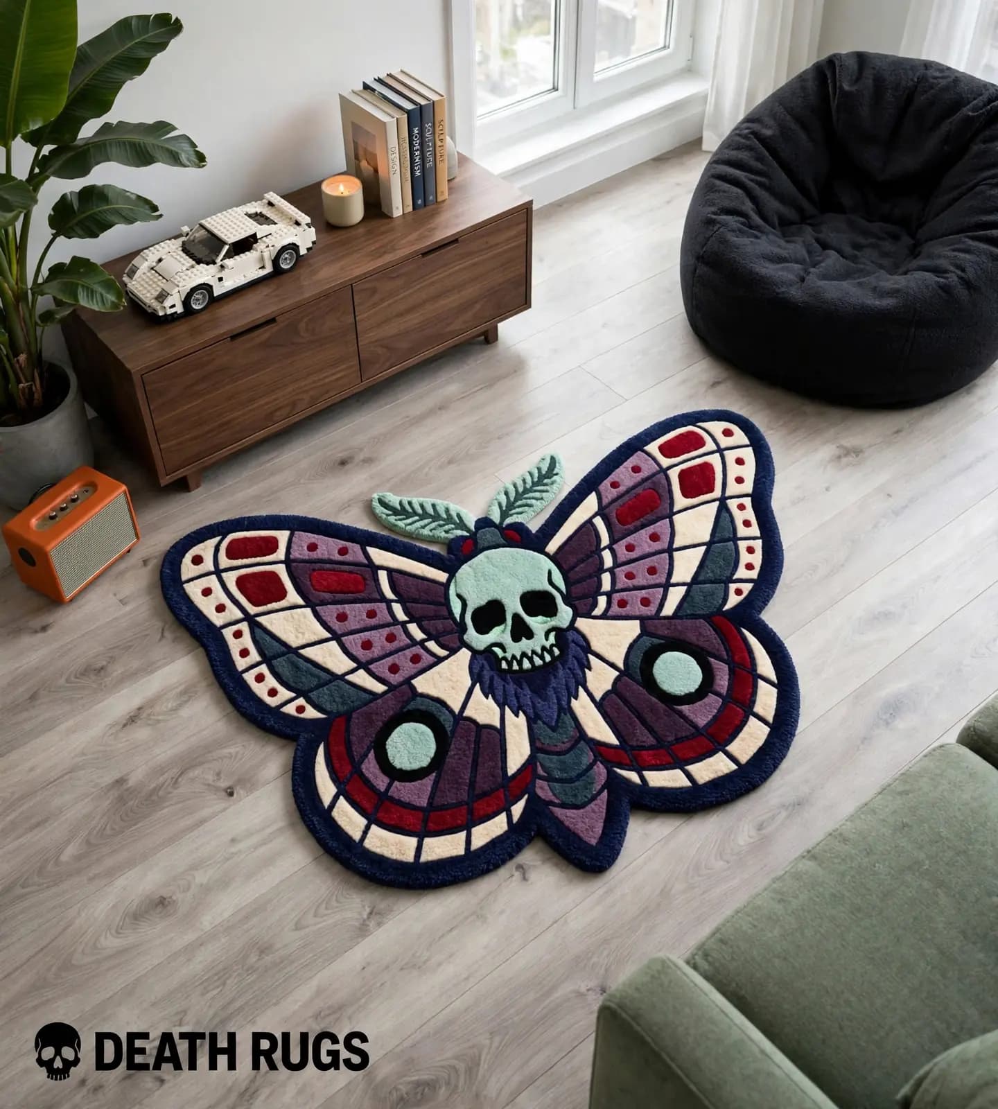 Midnight Skull Moth Rugs slide 5
