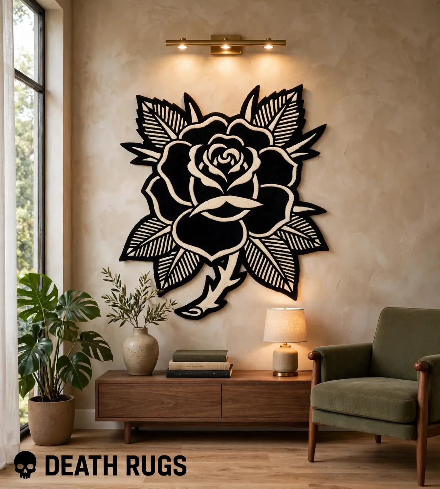 Monochrome Noir Rose Rugs slide 4