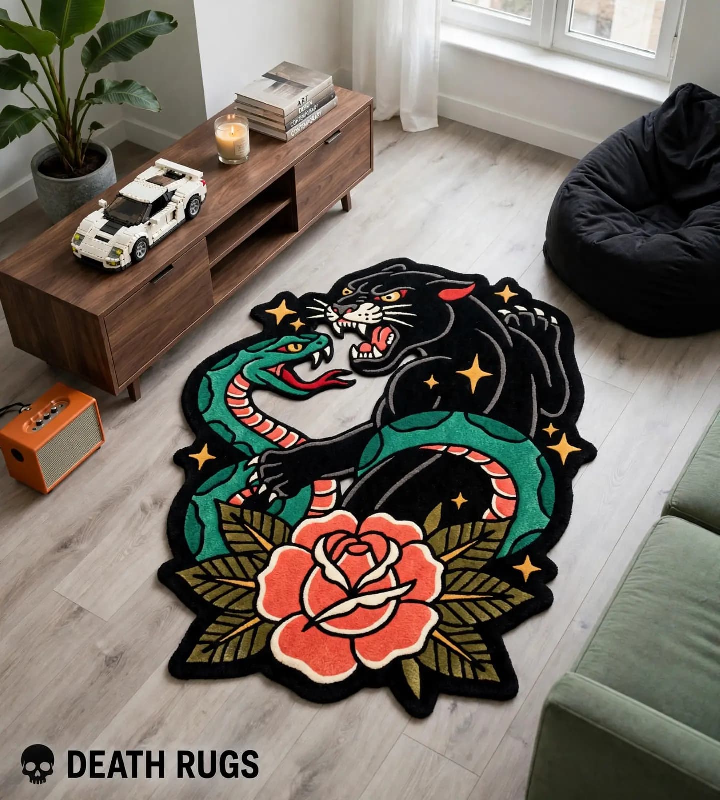 Panther Serpent Rose Rugs slide 4