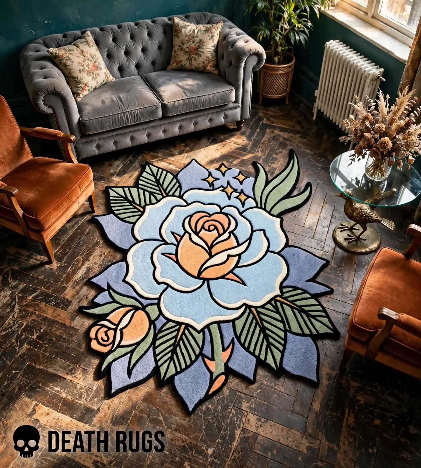 Pastel Peach Bud Rose Rugs slide 5