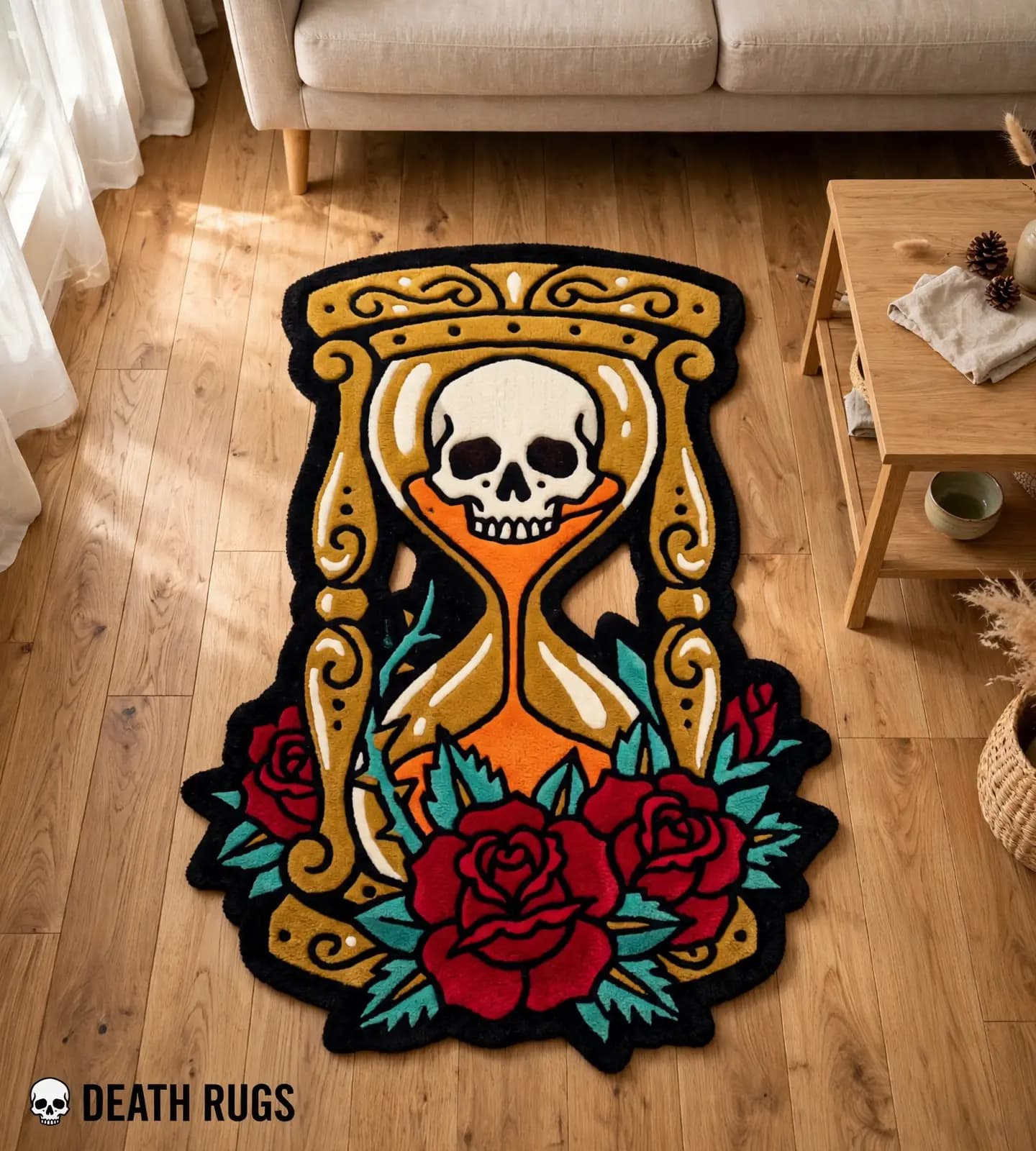 Memento Mori Hourglass & Roses Rugs slide 3