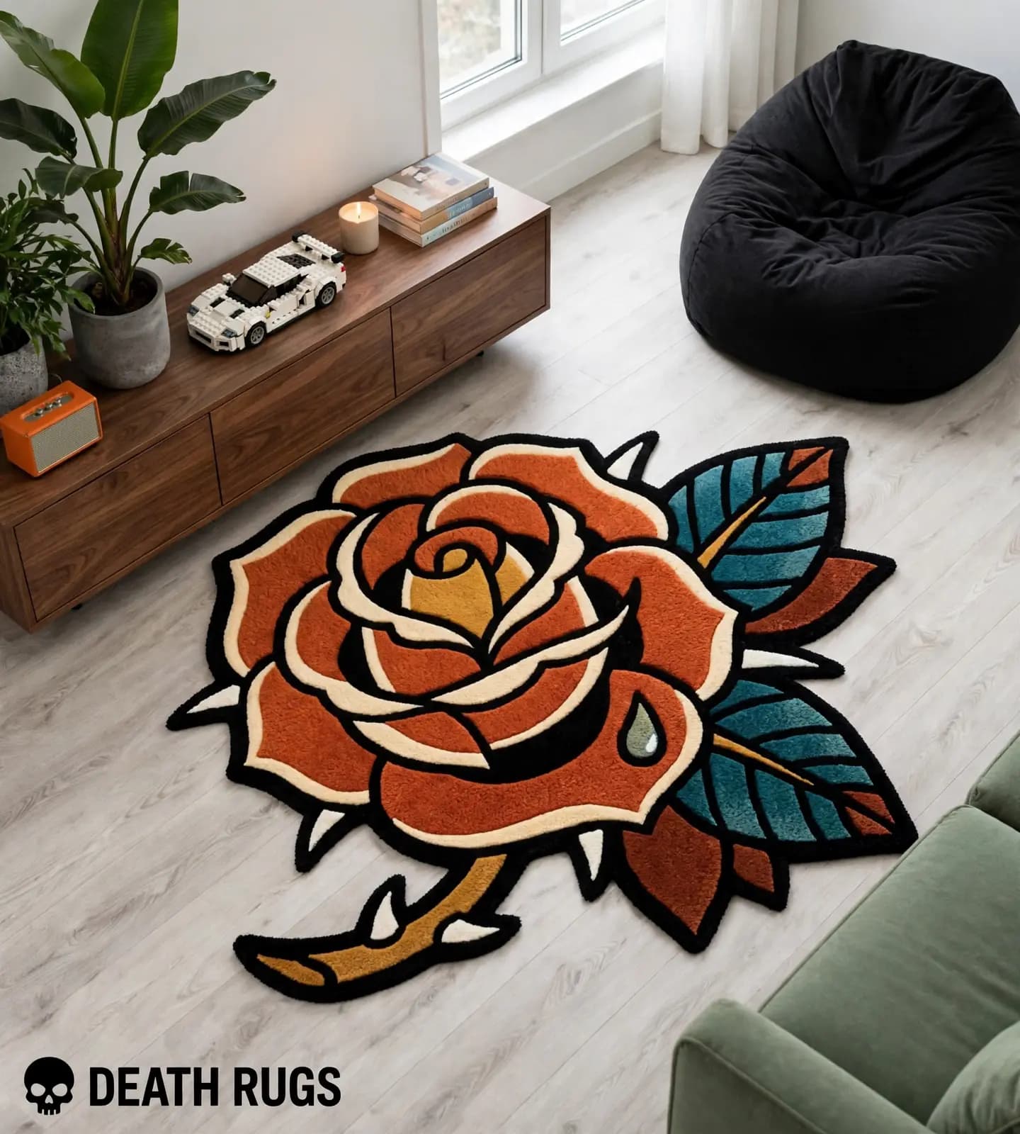 Golden Dagger Black Rose Rugs slide 5