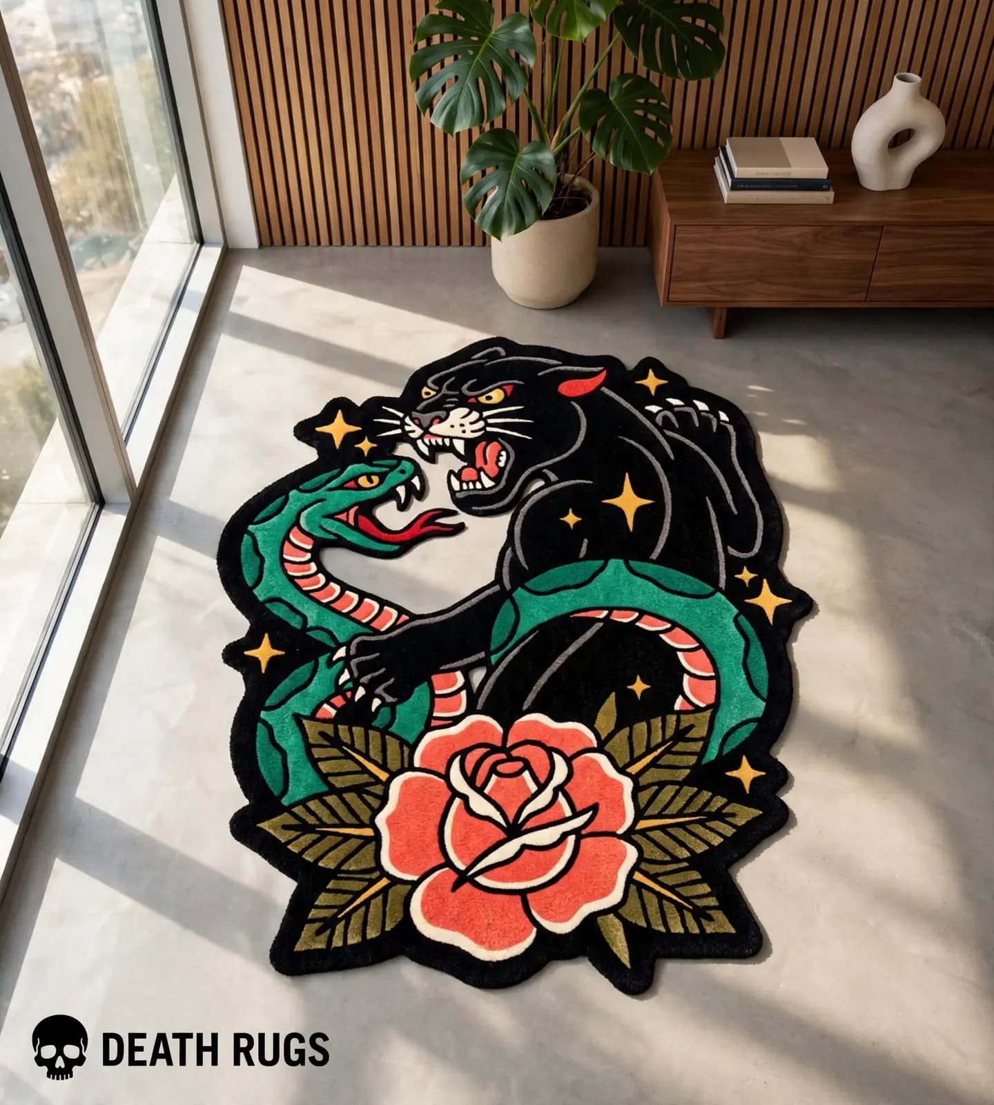 Panther Serpent Rose Rugs slide 6