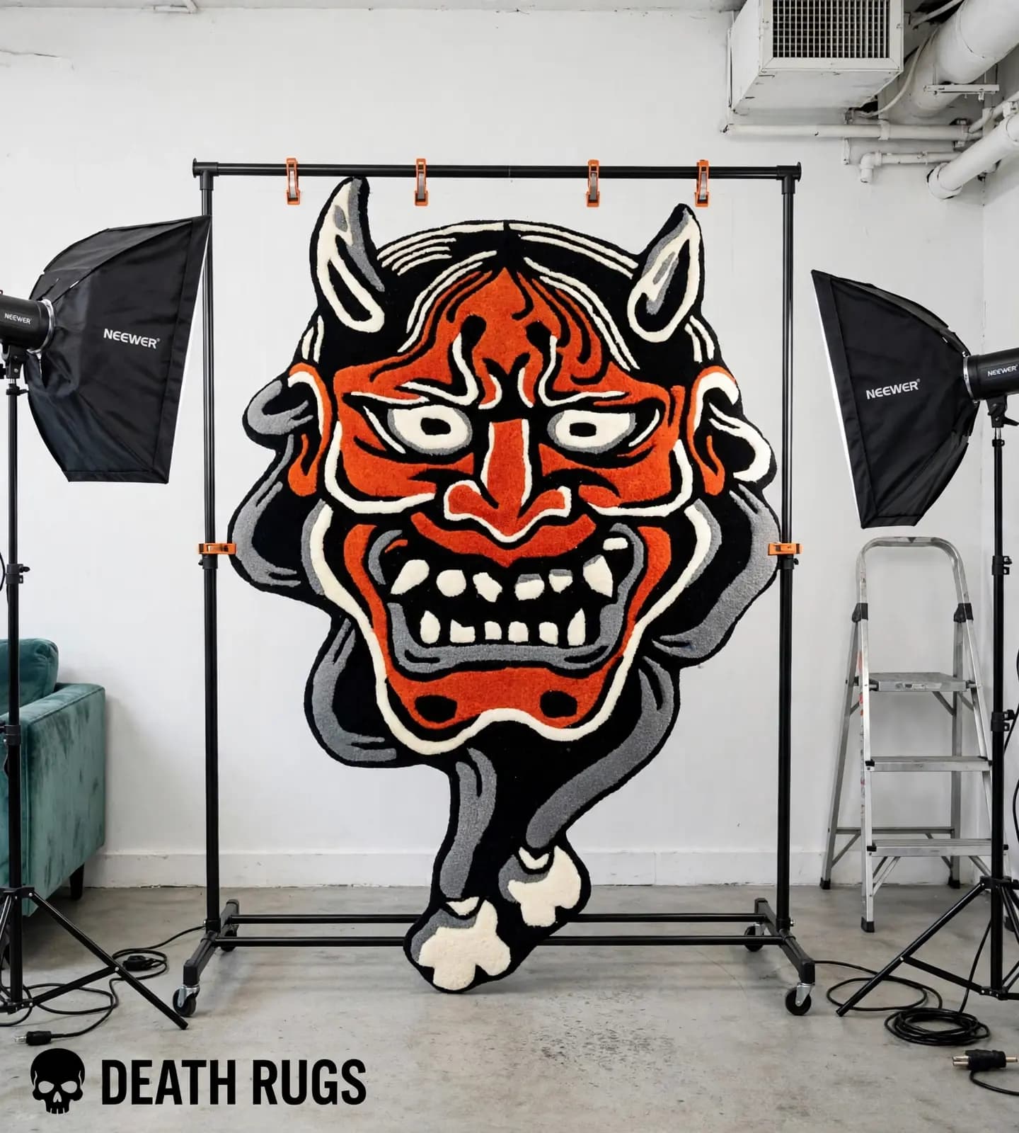 Crimson Hannya Mask Rugs slide 5